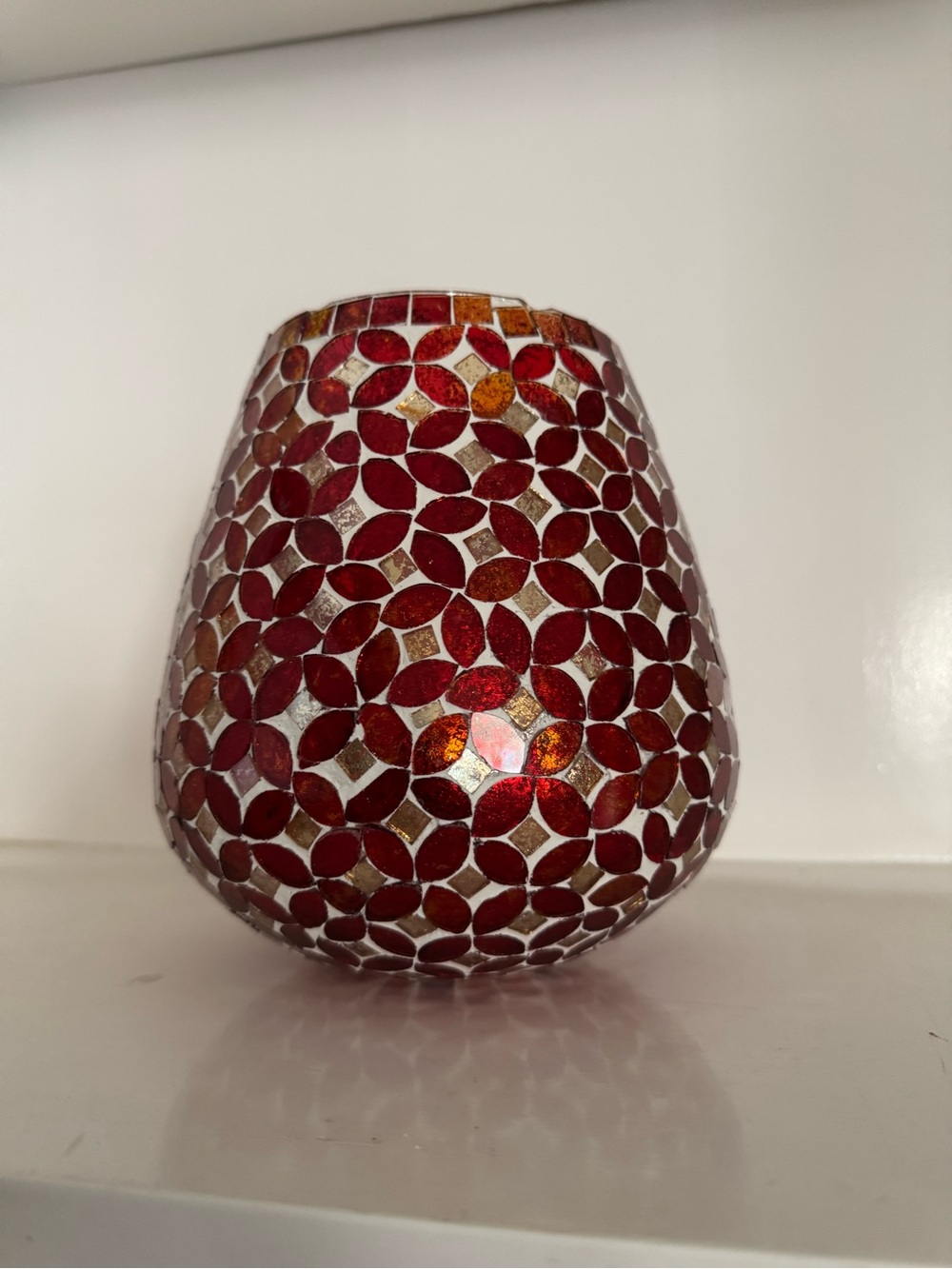 🌟 Gorgeous Vintage Hand-Crafted Mosaic Glass Vase / Candle Holder 🌟